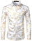 PARKLEES Herren Luxus Paisley Gemustert Golden Glänzend Slim Fit Freizeithemd ZLCL18 Weiß Golden M