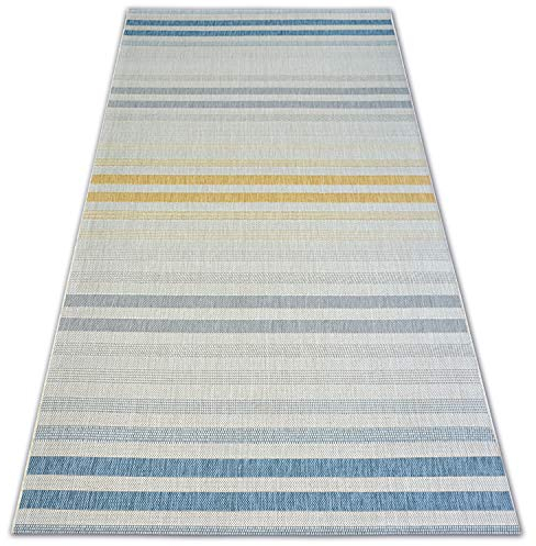 rugsx Modern Teppich Color SISAL Schnurteppich für Wohnzimmer, Schlafzimmer, Terrasse, Küche, Streifen, Gelb Grau Türkis 160x230 cm