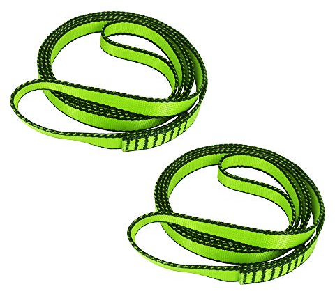 FOSER 18mm Nylon Kletterschlinge Runner, 23KN Nylon Seil, zum Klettern, Bergsteigen, Wandern, Downhill, Notfallausrüstung (Green(2pcs), 120cm/48in)
