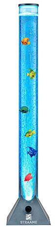 Straame 90cm Colour Changing LED Light Bubble Fish Mood Lamp with Colourful Artificial Tropical Fishes, Sensory Relaxing Atmosphere Mood Light (90 cm, Silver)