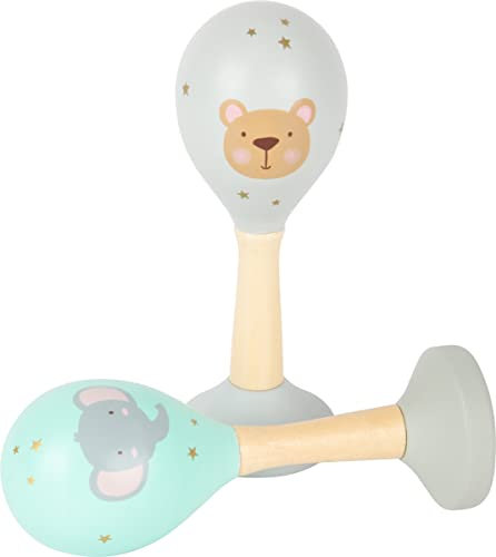 Small Foot Musikrasseln aus Holz, Babyrassel mit handschmeichlerischen Form, für Babys und Kleinkinder, 11886