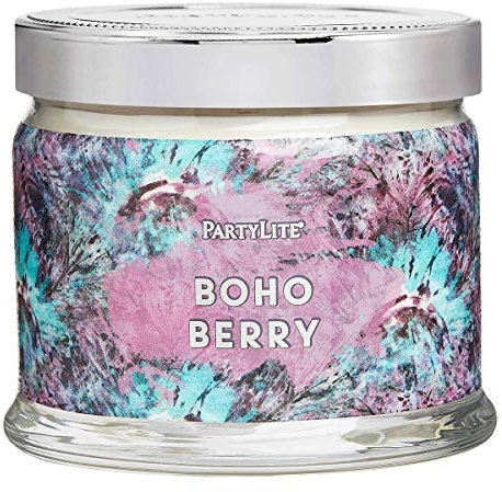 Bohemian-Blumen-Kerzengefäß mit 3 Dochten, Partylite, Bohemian-Berry, Bohemian-