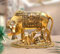 Nirmal Handicraft Kamdhenu Idol aus Metall mit Kuh und Kalb, Gold-Finish, heiliges spirituelles Schaustück für Vastu