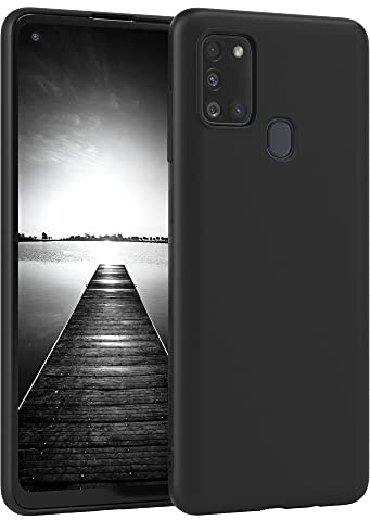 EAZY CASE - Silikonhülle für Samsung Galaxy A21s Hülle Silikon Case Schwarz stoßfeste Handyhülle Galaxy A21s Schutzhülle mit Kameraschutz Dünn Premium Schutz Cover TPU Phone Bumper in Schwarz Matt