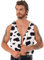 TTAO Herren Flannel Weste mit Kuhmuster Ärmellos Top Vorne Offen Oberteil Tier Kuh Cosplay Bekleidung Party Outfits Clubwear Schwarz M