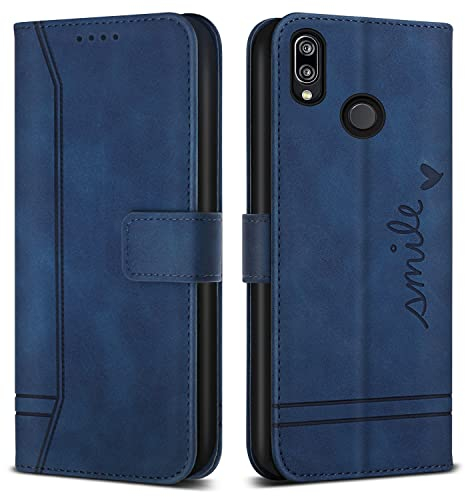 Bravoday Cover per Huawei P20 Lite/Huawei Nova 3E, Flip Custodia in Pelle PU Portafoglio Custodia per Huawei P20 Lite/Huawei Nova 3E, con Slot per Schede, Blu