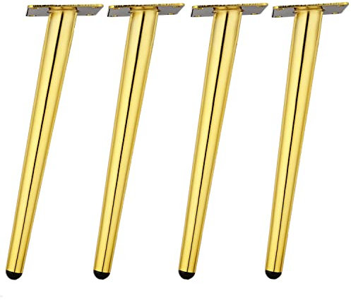 Osring Lot de 4 pieds de meubles ronds en acier de 30,5 cm pour table basse - Doré