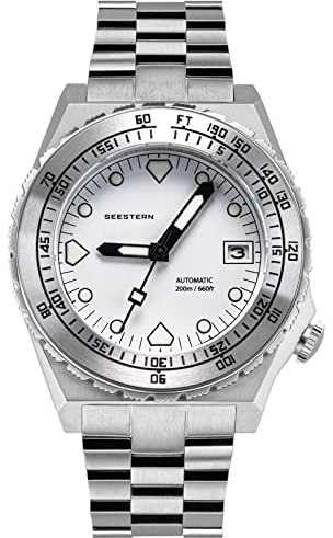 Seestern 40 mm SUB 600T LUME Datum 20ATM Bezel 200m Diver's Herren Sportuhr Sugess S407-600T.W, weiß