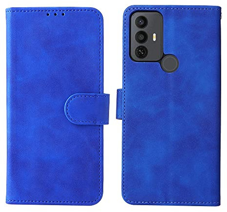 DESSEN Cover Per TCL 30 SE/TCL 306/TCL 305, con Slot per Schede E Funzione di Supporto, Custodia in Pelle PU Premium Stile Portafoglio con Chiusura Magnetica. Blu