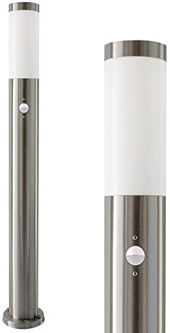 max K O M F O R T Außenlampe mit Bewegungsmelder | Edelstahl-Wegeleuchte 80 cm IP44 | E27 Standleuchte für Garten & Weg – Sicher, stilvoll & wetterfest 232-800-BM