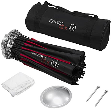 Fotodiox EZ-Pro DLX 32 Collapsible Beauty Dish & Softbox Combination with Bowens Insert & Grid - Silver Reflective Interior & Plate with Double Diffusion
