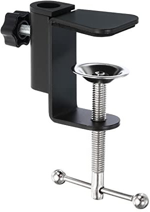 PATIKIL 0.47 Hole Dia. Desk Clamp, Aluminum Alloy Bracket Universal Adjustable C-Clamp Mount Holder for Microphone Mic Arm Table Lamp Stand, Black