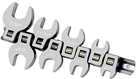 MacWork 3/8 Inch Drive Crowfoot Wrench Set 8PCS Crowsfoot Wrench Set SAE 3/8 to 7/8, Ideal for Tight Spaces, 8-Piece Kit With Clip-on Organizer