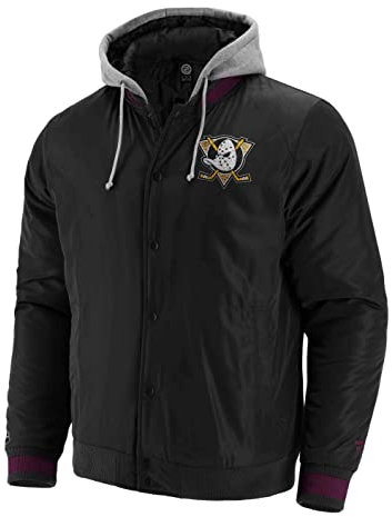 Fanatics - NHL Anaheim Ducks Sateen Kapuzen Jacke Farbe Schwarz, Größe L