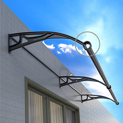 WORDFUN Terrassenüberdachung, Vordach Haustür Überdachung, Haustürvordach, Entwässerungslöcher, Polycarbonatabdeckung, Aluminiumprofile, Transparent, Regenschutz (Size : 60 * 120cm(24*47))