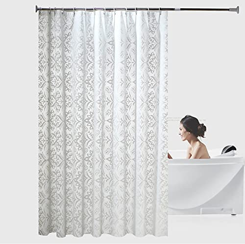 Lkw Ogechi 200cm Goutte Rideau de Douche Anti-Moisissure et Imperméable, 180-300cm Extra Large PEVA Rrideau de Douche, Rideau de Douche Fleurs Blanches, PEVA Rideaux de Bain Lavable (240x200cm)