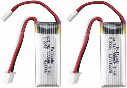 YUNIQUE GREEN-CLEAN-POWER - Set de 2 Batteries au Lithium 7.4V 300mAh pour WLToys F959, XK A600 | Compatibilité Étendue avec Avion RC | Performances Prolongées, Argenté
