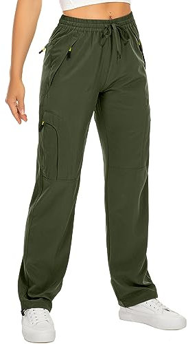 yeyity Wanderhose Damen Leichter Quick Dry Outdoorhose Atmungsaktiv Cargohose UV-Schutz Trekkinghose Funktionshose Jogginghose(6608,amygreen,XXL)