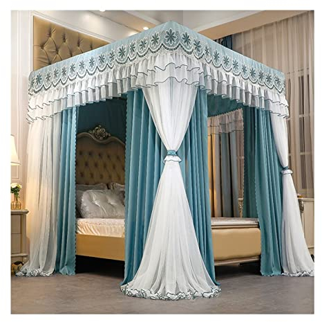 BUJOG Betthimmel für den Innenbereich, verdunkelungs- und staubdicht, luxuriöser Betthimmel, winddichter Bettvorhang für Schlafzimmer (Größe: 180 x 220 x 200 cm)