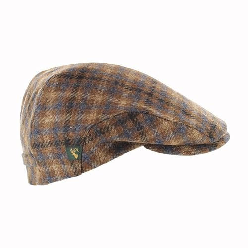 Mucros Weavers Irische Schiebermütze für Herren, Trinity Tweed, hergestellt in Irland, Hellbraun, Blau, kariert, X-Large