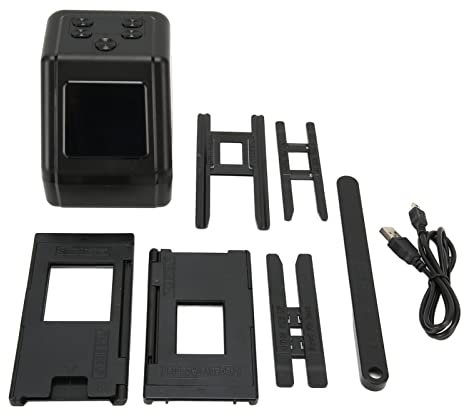 Film and Slide Scanne, All-in-1 Film & Slide Scanner Converts 35mm 135 110 126 and Super 8 Films/Slides/Negatives to Digital JPG Photos, Built-in 128MB Memory, 2 LCD Screen