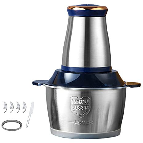 Picadora de carne, licuadora de alimentos, procesador de alimentos eléctrico Chopper con recipiente de acero inoxidable, diseño de desmontaje, licuadora de cocina de 300 W for carne, verduras, frutas,