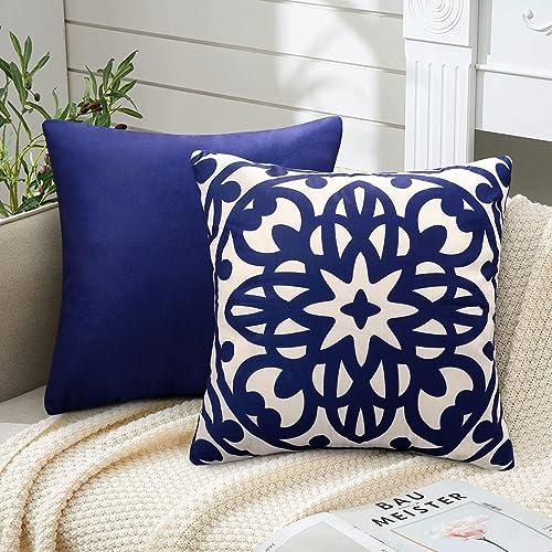 2er Set Kissenbezug Blau 50x50cm Kissenbezüge Gemütliche Kissenbezug Moderne Mandala Muster Dekoration Kissenbezüge Super Weiche Kissenhülle Sofakissen Couchkissen für Schlafzimmer Wohnzimmer