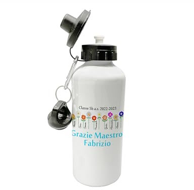 t-shirteria Borraccia Maestro Personalizzabile Nome Maestro Alunni Classe Anno Scolastico Fiori Colori Firme Nomi Bambini Alunni Maestri Educatore idee regalo insegnanti
