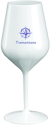 R.G.Service Set 8 Calici infrangibili in Tritan con la rosa dei venti - Naviga con Stile - Ogni rotta ha il suo Vento, ogni ospite il suo Calice - Un vento diverso per ogni calice - (Bianco)