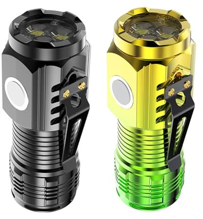 CHENRI Mini-Taschenlampe mit dreiäugigem Monster, LED Taschenlampe Extrem Helle, Aufladbar Taschenlampen mit 5 Lichtmodi, Wasserdichte Mini Handlampe für Camping Outdoor (Set B)