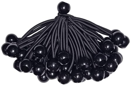 YELIER Lot de 50 tendeurs à boule (noir, 10,2 cm), résistant aux UV, antioxydant, attache sécurisée