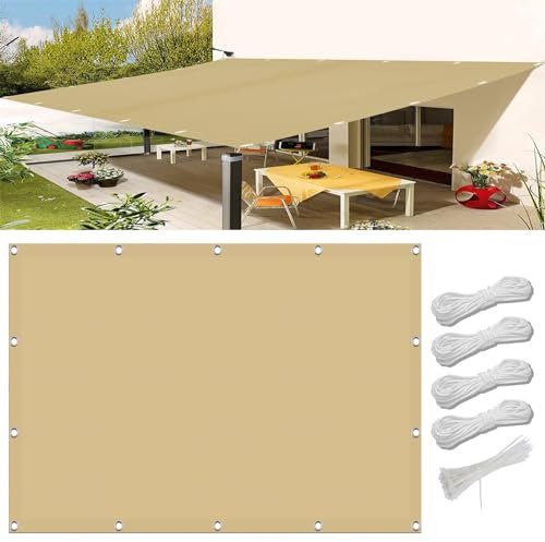 Voile d'ombrage Toile Ombrage 4 x 5 m, 98% UV résistant et Respirant Le Vent, Toile Ombrage Voile d'Ombrage, Respirant Toile Ombrage, pour Pergola, Extérieur, Jaune Sable