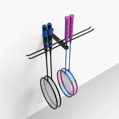Espositore per Racchette da Badminton/Tennis Montato a Parete, portaoggetti sospeso, per riporre Attrezzature Sportive in casa/Palestra/Garage (Racchetta Non Inclusa)
