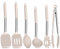 Onader Silicone Kitchen Utensils Set, 6 Pieces Stainless Steel Handle Cooking Utensils, Kitchen Cooking Tools for Non-Stick Cookware, Heat Proof & Dishwasher Safe - Khaki