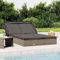 Homgoday Sonnenliege mit Dach Doppelliege Gartenliege Sonnenliege Relaxliege Strandliege Balkonliege Freizeitliege Verstellbare Rückenlehne für Garten BalkonGrau 213x118x97 Poly Rattan