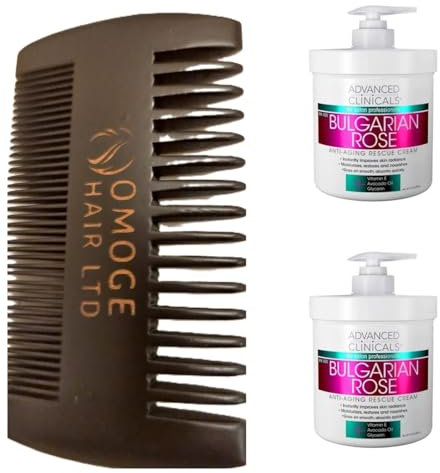 2Pcs Bulgarian Rose Anti-Aging Body Cream Firming & Hydrating Moisturiser for Toning & Youthful Skin & Free Branded Hair Comb (Omoge Hair)