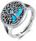 AEONSLOVE Silber 925 Damen Lebensbaum Ring Verstellbar mit Türkis - Offener Yggdrasil Ring
