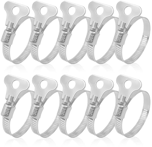 Alethron Schlauchschellen Edelstahl, 10 Stück 21-44mm Einstellbare Schlauchklemme 304 Edelstahl Schlauch Clips mit Griff Mehrzweck Rohrschellen für Wasserrohr Gas pool Schlauch