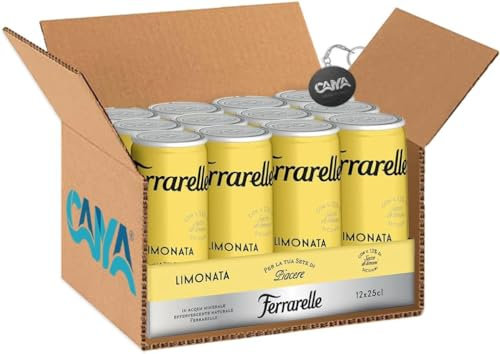 Ferrarelle Limonata Bibita Analcolica Gassata Lattina 250ml (2024) [CAIYA® BOX da 12 Lattine]