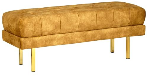 Bettbank Samtstoff gelb mit goldenem Gestell 117 cm glamourös Roseville