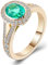 Beydodo Hochzeitsringe Gold 750 Damen, Ring Verlobung Halo mit 1.5ct Oval Smaragd Trauringe Eheringe Nickelfrei Gr.47 (15.0)