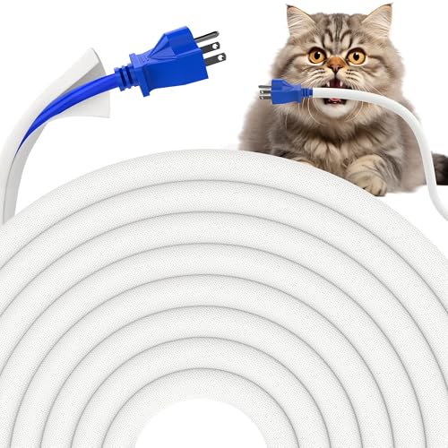 REFLYING 3 Meter-8mm Selbstwickelnde Kabelhülle, Kann 1 Draht verstecken, Kabelschutz für Hund Katze, Verhindern, DASS Haustiere an Kabeln Kauen, Dehnbare geflochtene Kabelhülle, Weiß