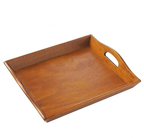 OQHAIR Trays Fruit Plate Tray Wood Rectangular Wooden Serving Tea Cutlery Trays Storage Pallet Decoration Food Bamboo (Color : Deep Color)