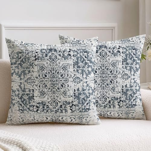 Vorysum Boho Kissenbezüge 45x45 cm 2er Set Schwarz Sofakissen Vintage Dekokissen Samt Kissenbezug Abstrakte Kissenhülle Herbst Zierkissenbezüge für Wohnzimmer Schlafzimmer Couch