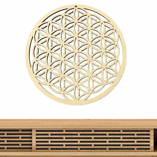 Pzuryhg Arte de Pared de geometría Sagrada,Flor de la Vida Arte de Pared de Madera de geometría Sagrada - Tablero de Rejilla de para decoración Espiritual del hogar Yoga/Meditación