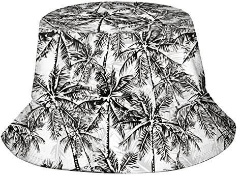 xinchenxin Fischerhut mit Palmen, lustig, tropischer Fischerhut, Sommer, Reisen, Strandhut für Männer und Frauen, Palme -3, Einheitsgröße