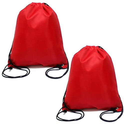 Senshuomy Drawstring Bags Swimming Sports Back Pack Drawstring Gym Bag for Mens & Womens - Ideal for School Travel, Picnic, Holidays, Shopping, Yoga (Red/2pcs