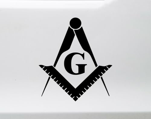 Winkel und Zirkel G Freimaurer Aufkleber Größe&Farbe ANPASSBAR Sticker Autoaufkleber Lack Scheibe Wand