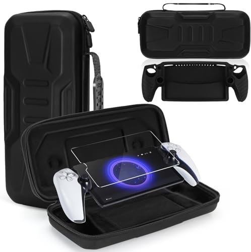 JoyHood 3 in 1 Zubehör-Kit Kompatibel mit Playstation Portal, Hartschale Portable Reisetasche für PS5 Portal, Tragetasche für PS Portal mit Displayschutzfolie, Silikon-Schutzhülle (Schwarz)