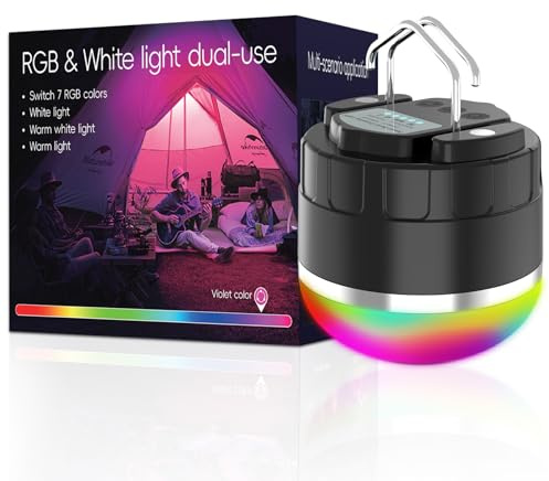 Campinglampe, LED Camping Laterne USB Aufladbar mit 4000 mAh, 1000 Lumen, bis 110h Laufzeit, 11 Helligkeiten Leuchtmodi & RGB funktion Starker Magnet Wasserdicht Campingleuchte für Outdoor, Camping